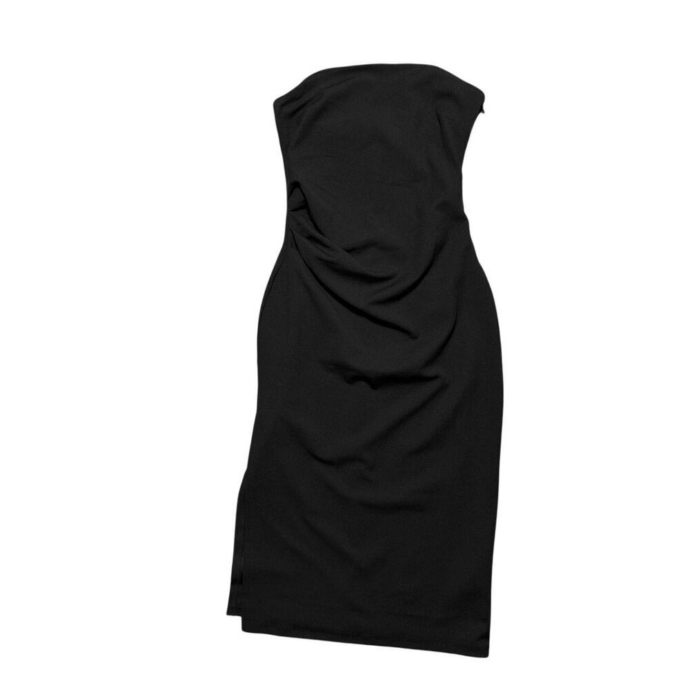 H&M Black Strapless Ruched Column Going Out Dress Size M